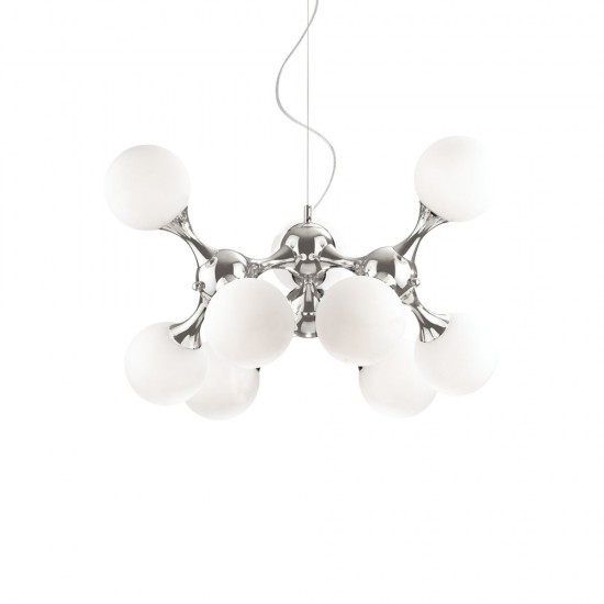 Candelabru Ideal Lux Nodi Sp9 Bianco E14, Crom, 082059, Italia
