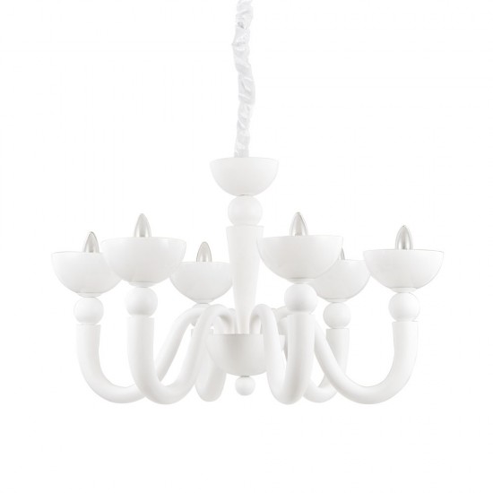 Candelabru Ideal Lux Bon Bon Sp6 Bianco E14, Alb, 093994, Italia