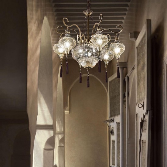 Candelabru Ideal Lux Harem Sp9 E27, Auriu, 116006, Italia
