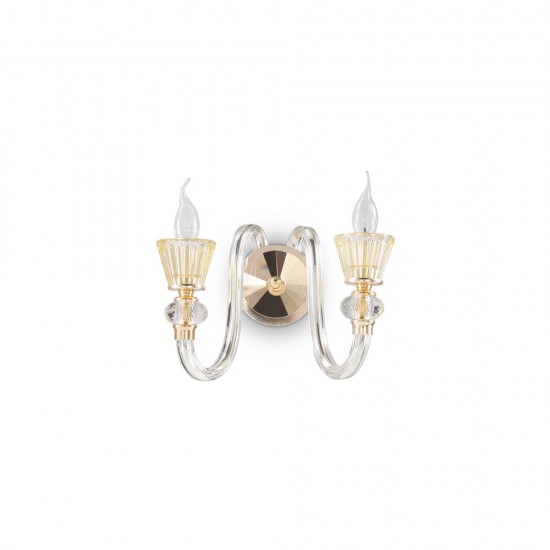 Aplica Ideal Lux Strauss Ap2 E14, Auriu, 140599, Italia