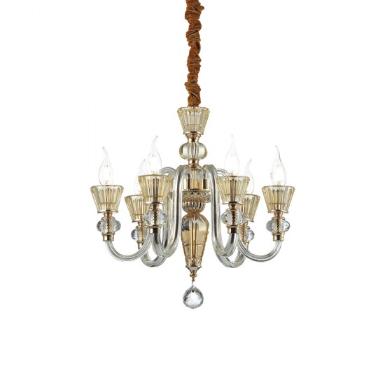 Candelabru Ideal Lux Strauss Sp6 E14, Auriu, 140605, Italia