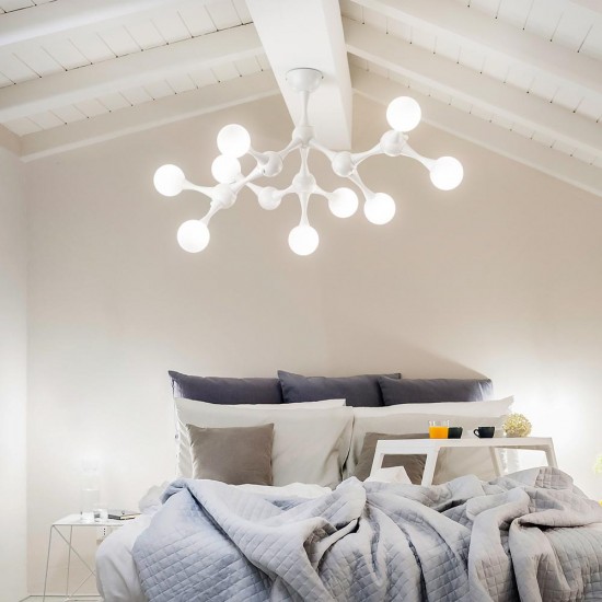 Lustra Plafon Ideal Lux Nodino Pl9 Bianco G9, Alb, 149622, Italia
