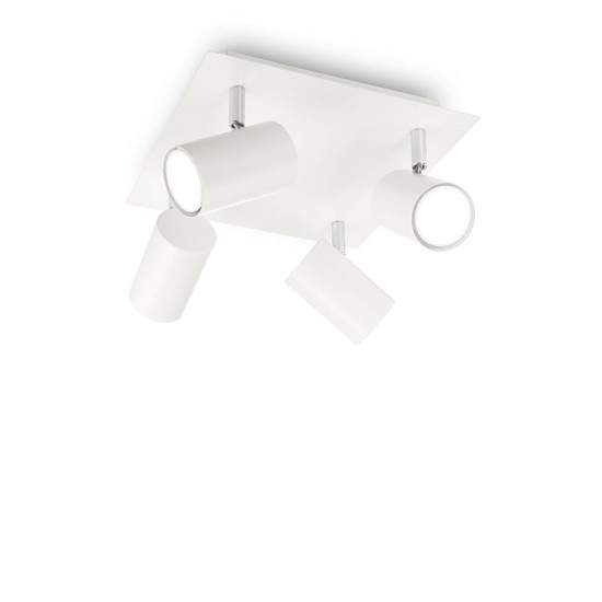 Lustra Spot Ideal Lux Spot Pl4 Bianco Gu10, Alb, 156774, Italia