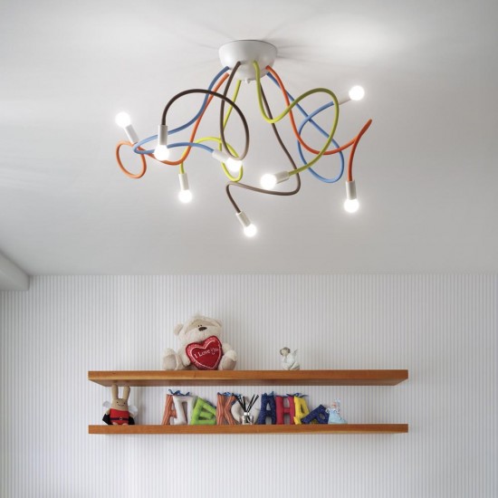 Lustra Plafon Ideal Lux Multiflex Pl8 Color E14, Alb, 159010, Italia