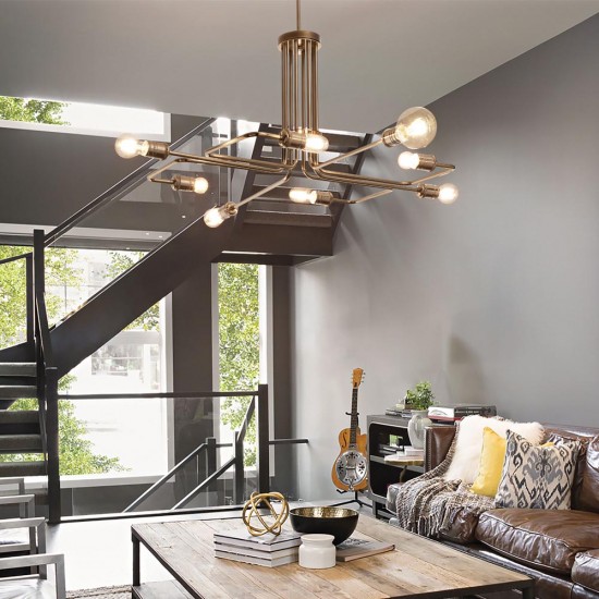 Suspensie Ideal Lux Triumph Sp8 Ottone Antico E27, Auriu, 160269, Italia