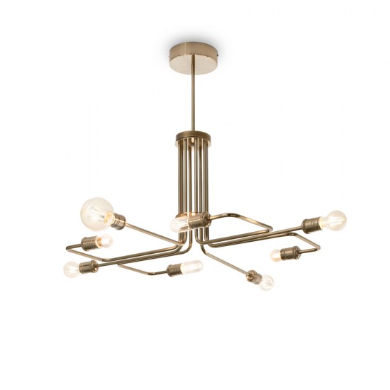 Suspensie Ideal Lux Triumph Sp8 Ottone Antico E27, Auriu, 160269, Italia