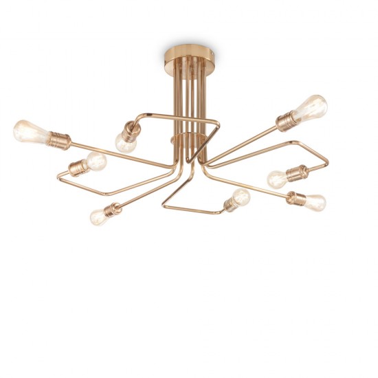 Lustra Plafon Ideal Lux Triumph Pl8 Ottone Antico E27, Auriu, 160313, Italia