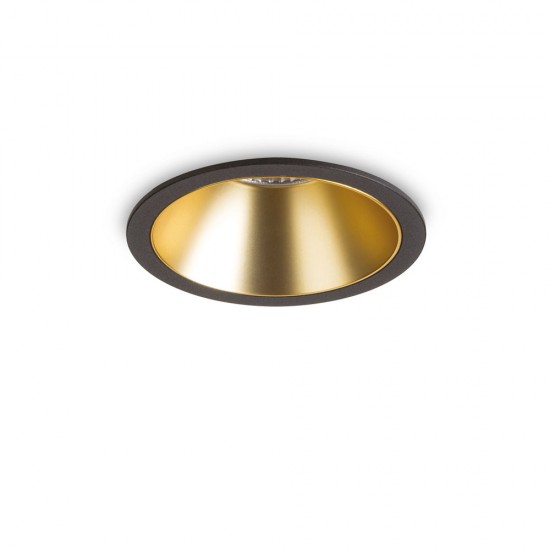Downlight Incastrat Ideal Lux Game Round Bk Gd 3000K Led, Negru, 192345, Italia