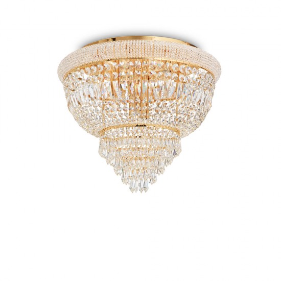 Lustra Plafon Ideal Lux Dubai Pl6 Ottone E14, Auriu, 201016, Italia