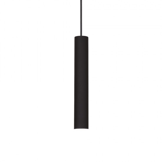 Pendul Tehnic Ideal Lux Tube D4 Nero Led, Negru, 211466, Italia
