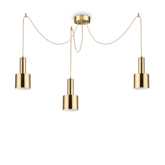 Suspensie Ideal Lux Holly Sp3 Ottone Satinato E27, Auriu, 231600, Italia