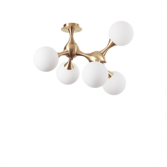 Lustra Plafon Ideal Lux Nodi Pl5 Ottone Satinato E14 , Alama, 241050, Italia