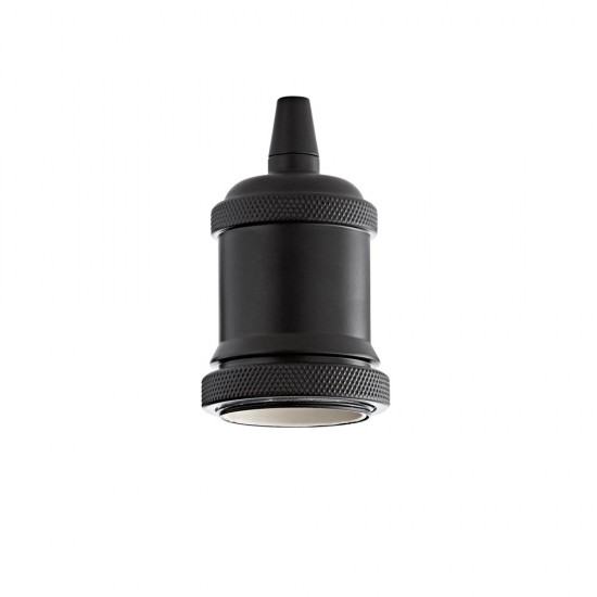Pendul fara Cablu Ideal Lux Portalampada E27 Ghiera Nero E27, Negru, 249209, Italia