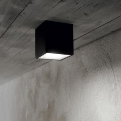 Plafoniera Exterior Ideal Lux Techo Pl1 Small Nero Gu10, Negru, 251578, Italia
