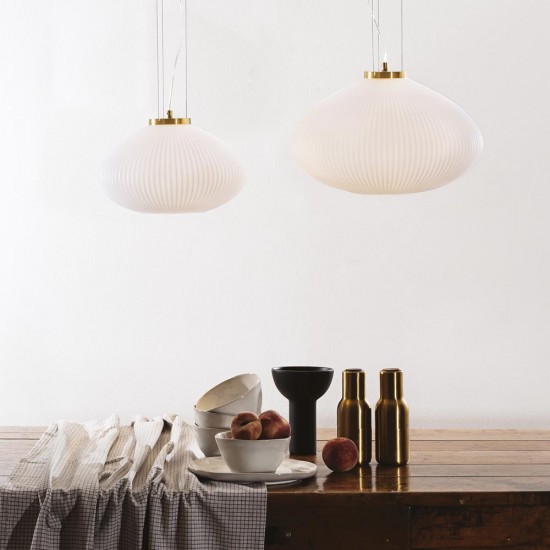 Pendul Ideal Lux Plisse' Sp1 D35 Ottone Satinato E27, Auriu, 264547, Italia