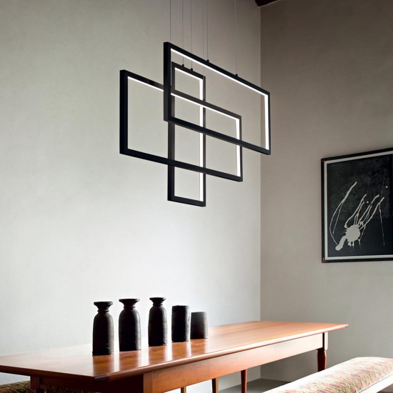 Candelabru Ideal Lux Frame Sp Rettangolo Nero Led, Negru, 269382, Italia