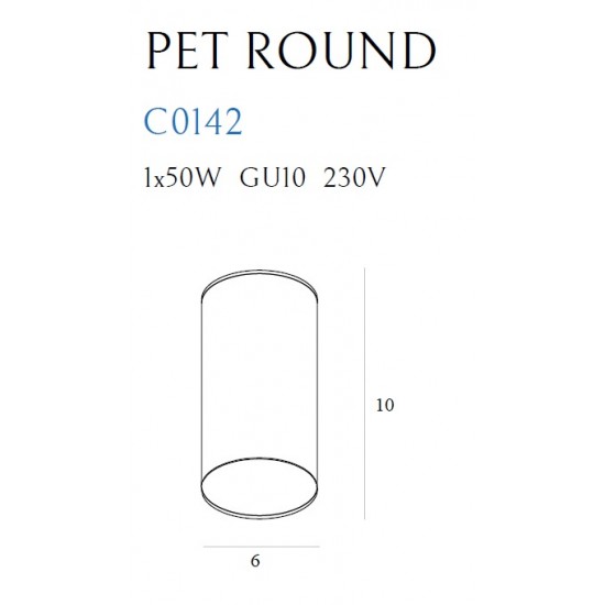 Spot Aplicat PET ROUND C0142 Max Light GU10, Negru, Polonia