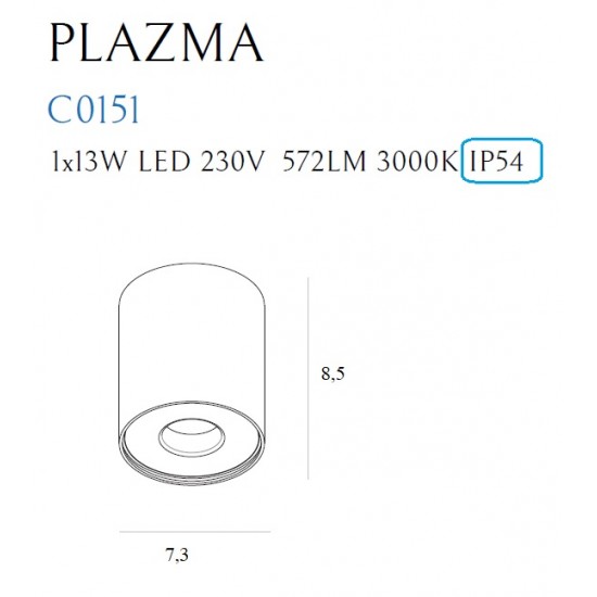 Spot Aplicat PLAZMA C0151 Max Light LED, Negru, Polonia