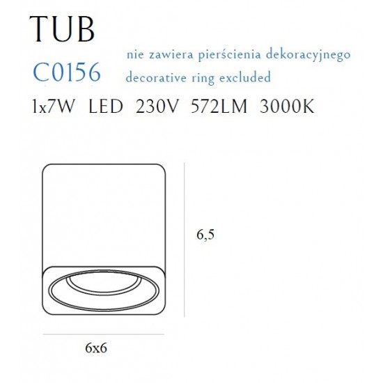 Spot Aplicat TUB C0156 Max Light LED, Alb, Polonia
