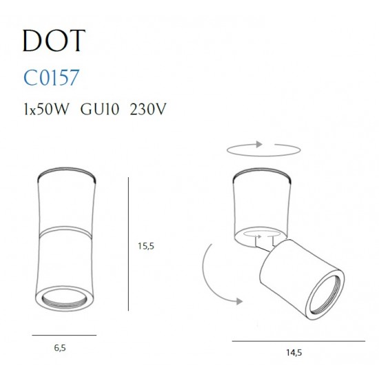 Spot Aplicat DOT C0157 Max Light GU10, Negru, Polonia