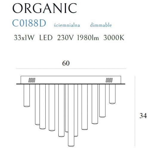 Lustra Plafon ORGANIC PL C0188D Max Light LED, Auriu, Polonia