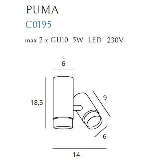 Lustra Spot PUMA C0195 Max Light GU10, Auriu, Polonia