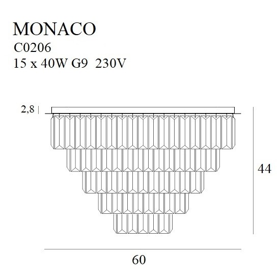 Lustra Plafon MONACOC15 C0206 Max Light G9, Auriu, Polonia