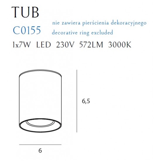 Spot Aplicat TUB C0211 Max Light LED, Negru, Polonia