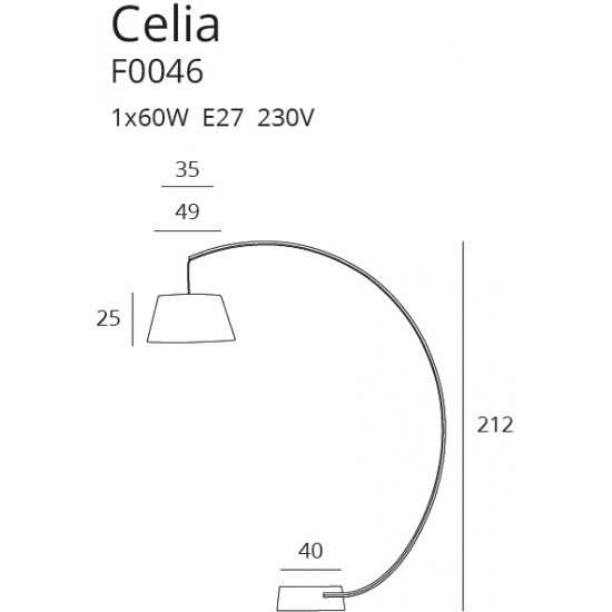 Lampadar CELIA F0046 Max Light E27, Negru, Polonia