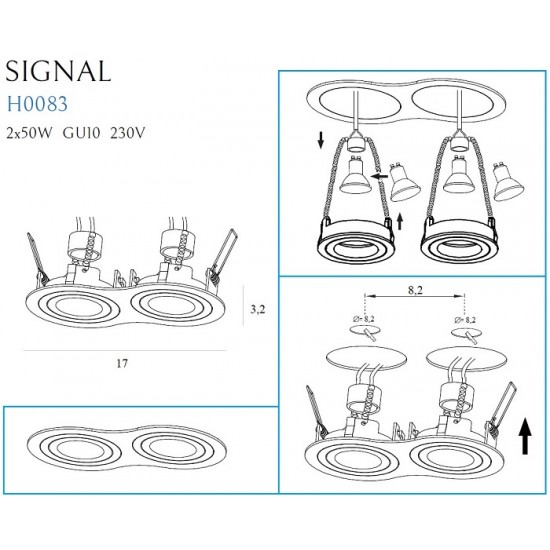 Spot Incastrat SIGNAL II H0083 Max Light GU10, Alb, Polonia