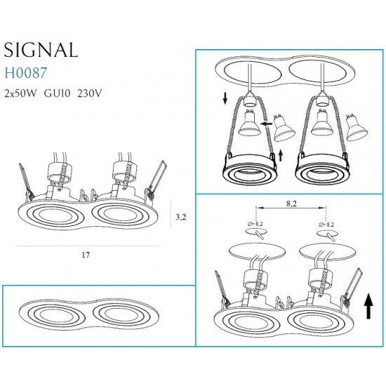 Spot Incastrat SIGNAL II H0087 Max Light GU10, Negru, Polonia