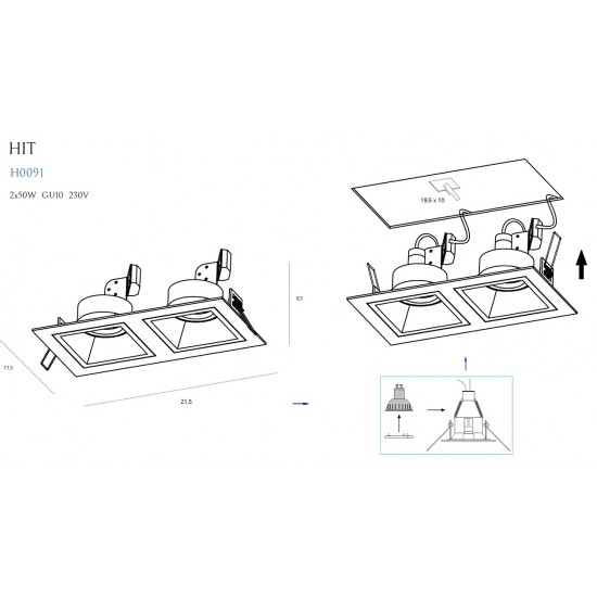 Spot Incastrat HIT II H0091 Max Light GU10, Negru, Polonia
