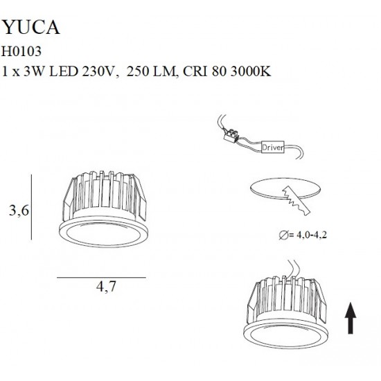 Spot Incastrat YUCA H0103 Max Light LED, Negru, Polonia