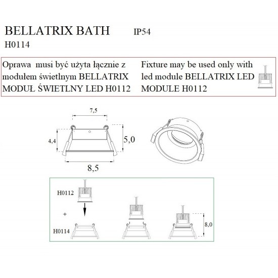 Spot Incastrat BELLATRIX H0114 Max Light LED, Negru, Polonia