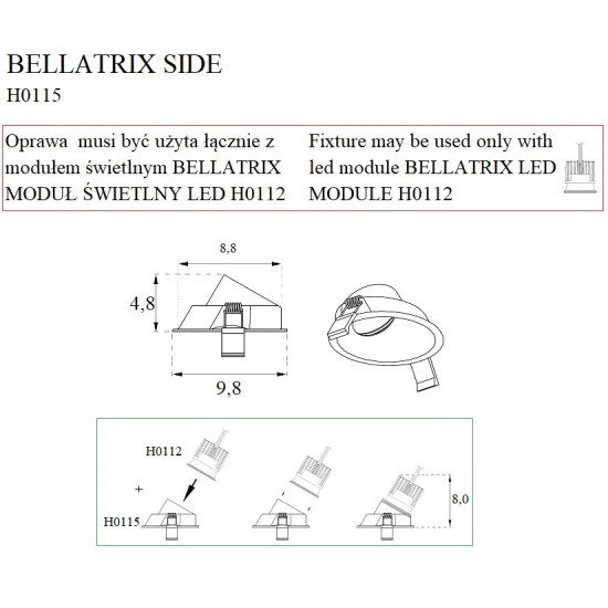 Spot Incastrat BELLATRIX H0115 Max Light LED, Alb, Polonia