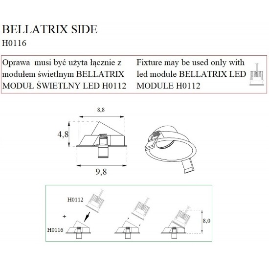 Spot Incastrat BELLATRIX H0116 Max Light LED, Negru, Polonia