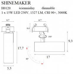 Spot Incastrat SHINEMAKER H0120 Max Light LED, Negru, Polonia