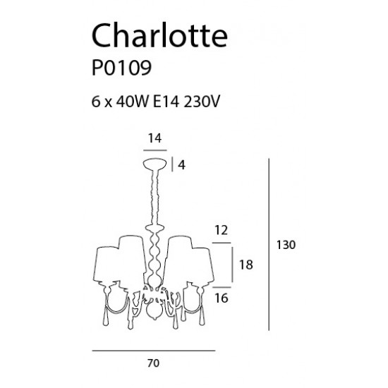 Candelabru CHARLOTTE P0109 Max Light E14, Crom, Polonia