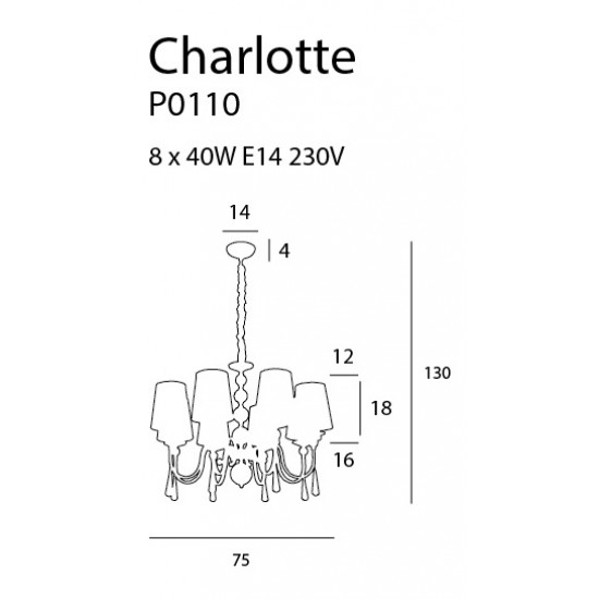 Candelabru CHARLOTTE P0110 Max Light E14, Crom, Polonia