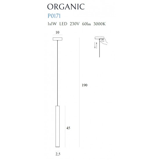 Pendul ORGANIC I P0171 Max Light LED, Cupru, Polonia
