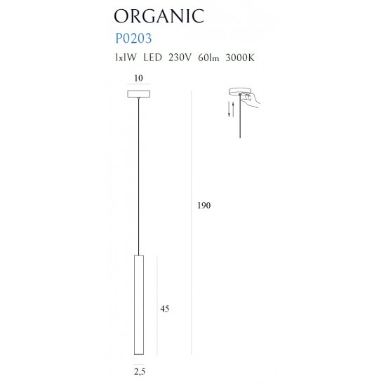 Pendul ORGANIC I P0203 Max Light LED, Negru, Polonia