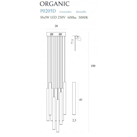 Suspensie ORGANIC Ix10 P0205D Max Light LED, Cupru, Polonia