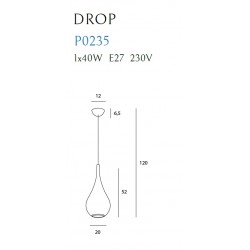 Pendul DROP P0235 Max Light E27, Alb, Polonia