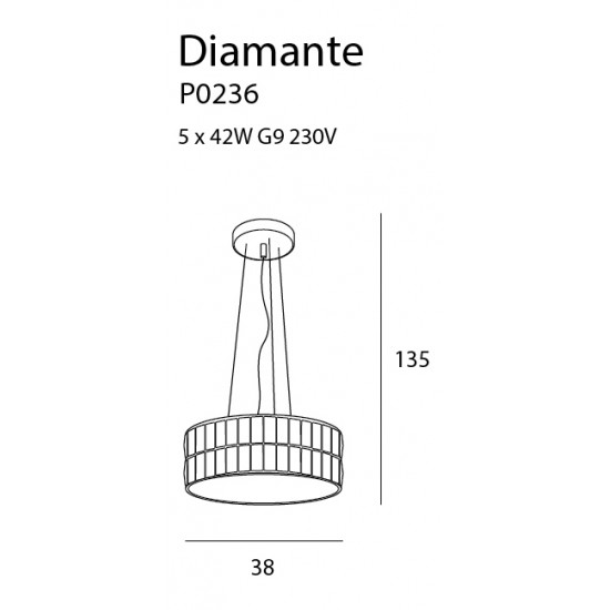 Suspensie DIAMANTE P0236 Max Light G9, Crom, Polonia