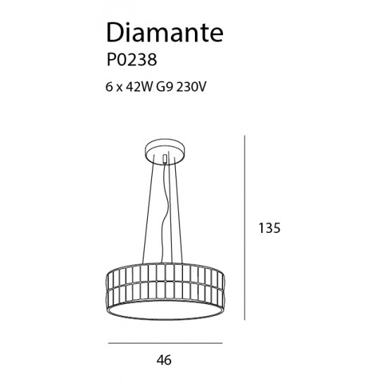 Suspensie DIAMANTE P0238 Max Light G9, Crom, Polonia