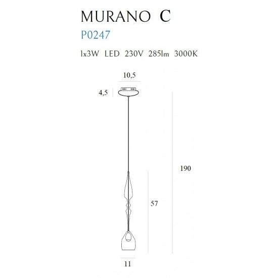 Pendul MURANO P0247 Max Light LED, Crom, Polonia