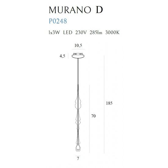 Pendul MURANO P0248 Max Light LED, Crom, Polonia