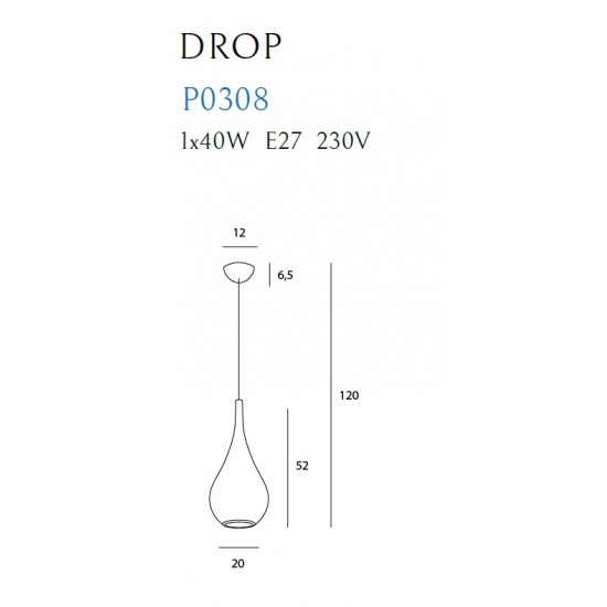 Pendul DROP P0308 Max Light E27, Auriu, Polonia