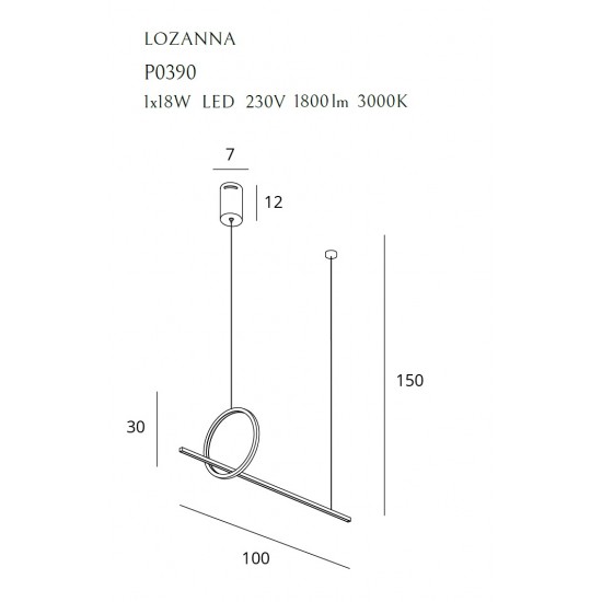 Suspensie LOZANNA P0390 Max Light LED, Auriu, Polonia