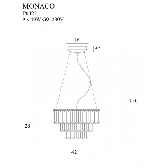 Candelabru MONACOP09 P0423 Max Light G9, Auriu, Polonia